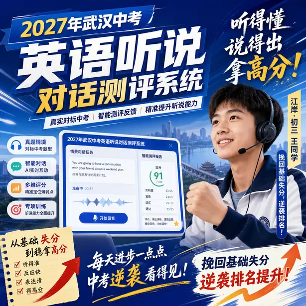 武汉中考听说机考时间地点听力考点江岸&middot;初三王同学（挽回基础失分，逆袭排名）